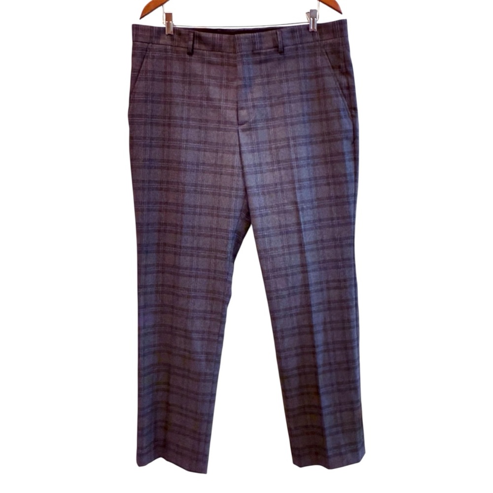 J. Ferrar Slim Dress Pants Career Pockets Grey Blue Pinstripe Size 36 x 30‎